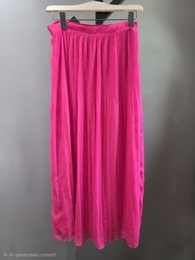 H&M Hot Pink Maxi Skirt - Flowing Pleated Silhouette